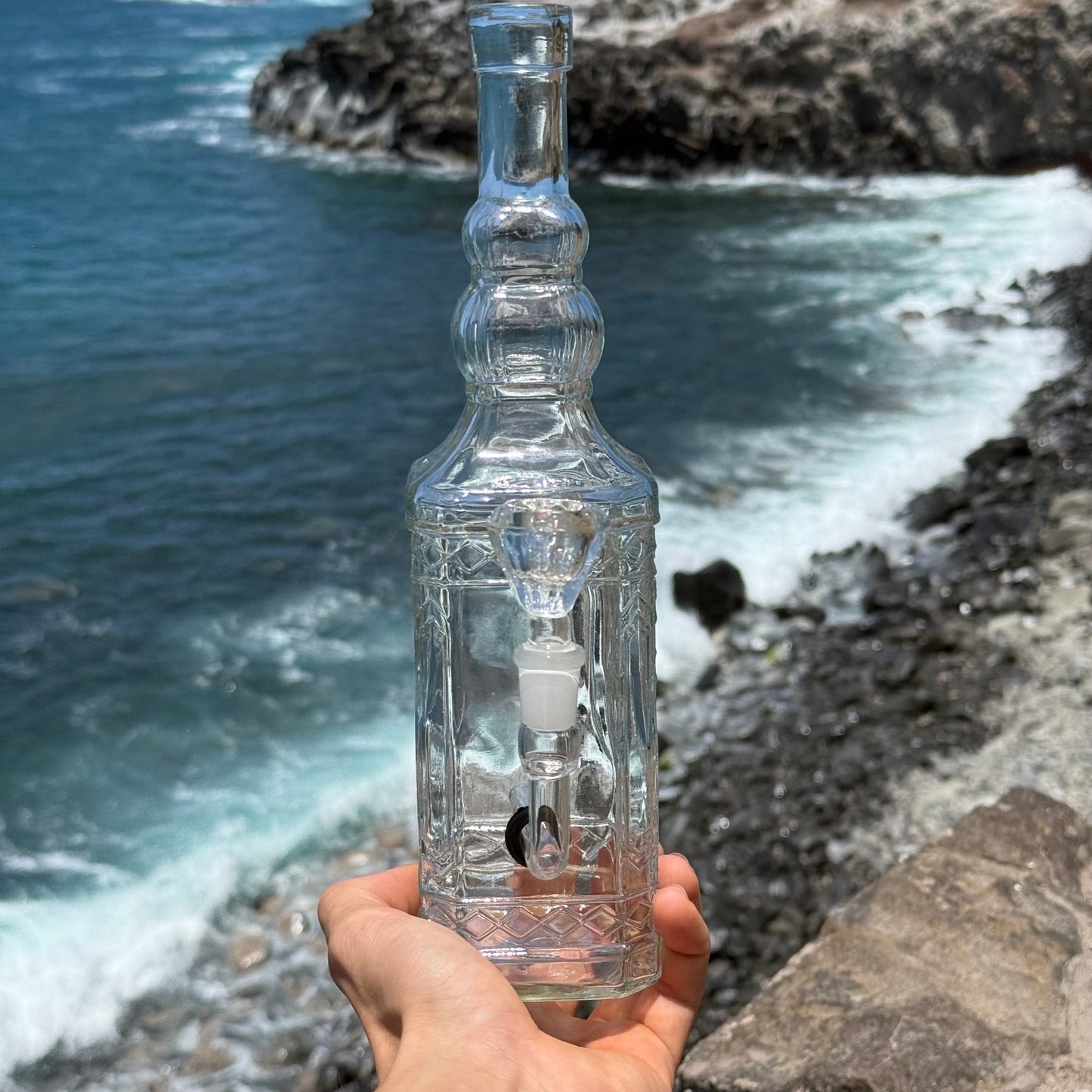 “Quartz Obelisk” Vintage Upcycled Glass Bottle Bong