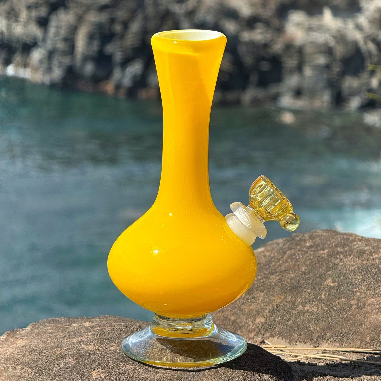 Vintage Yellow Glass Vase Bong “Daffodil Drop”
