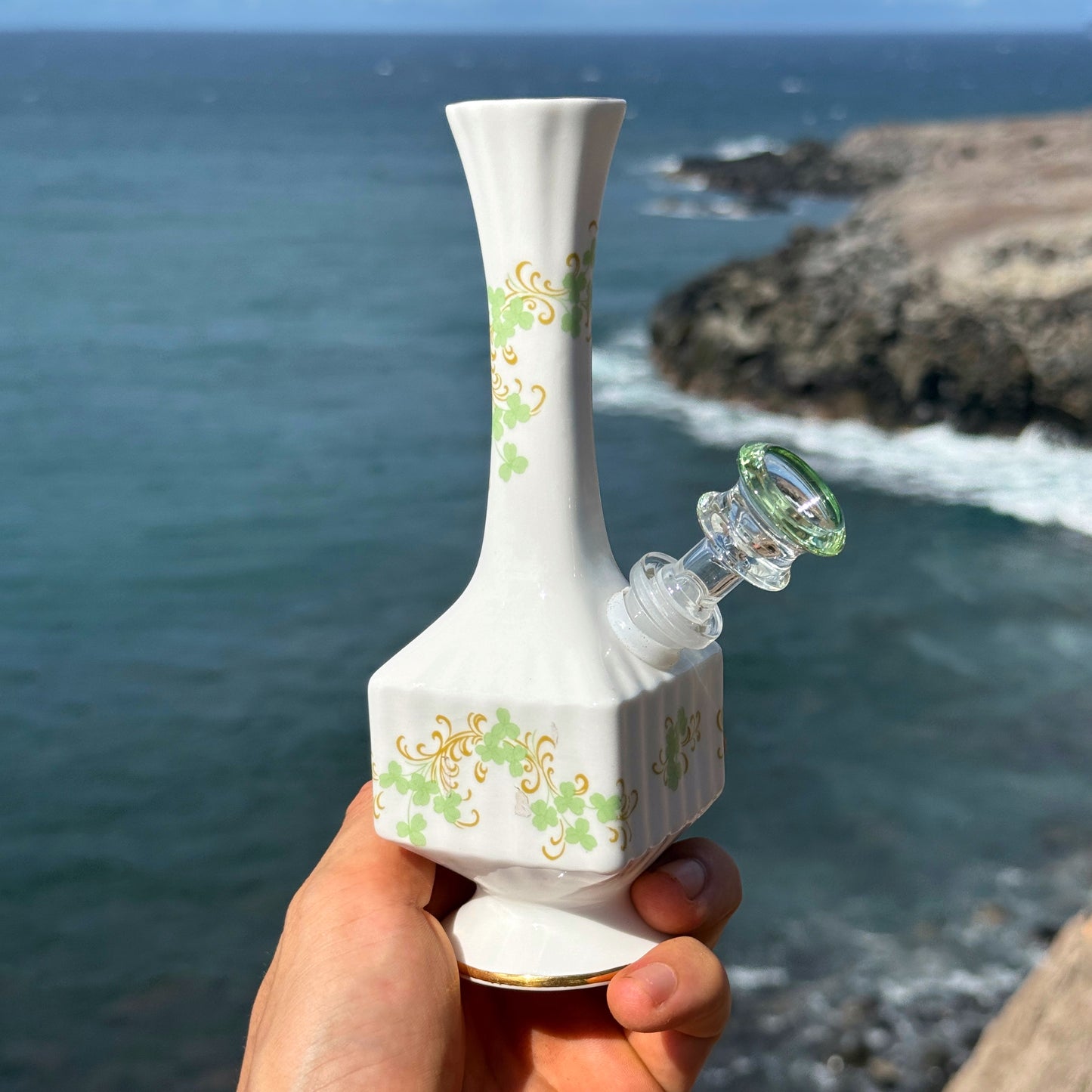 Vintage Ceramic Bong “Shamrock Seduction"