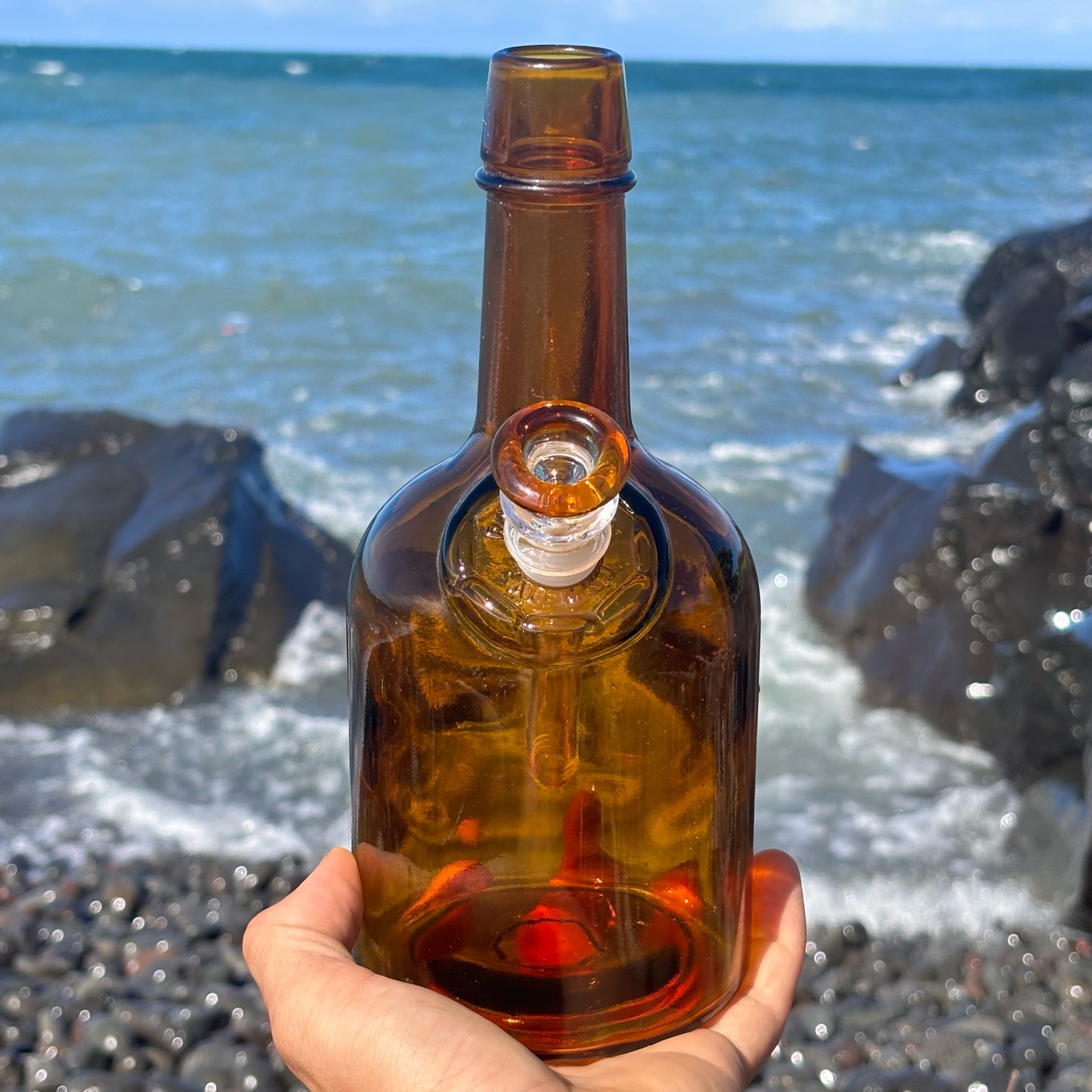 “Bartenders Bong” Vintage Upcycled Glass Bottle Bong