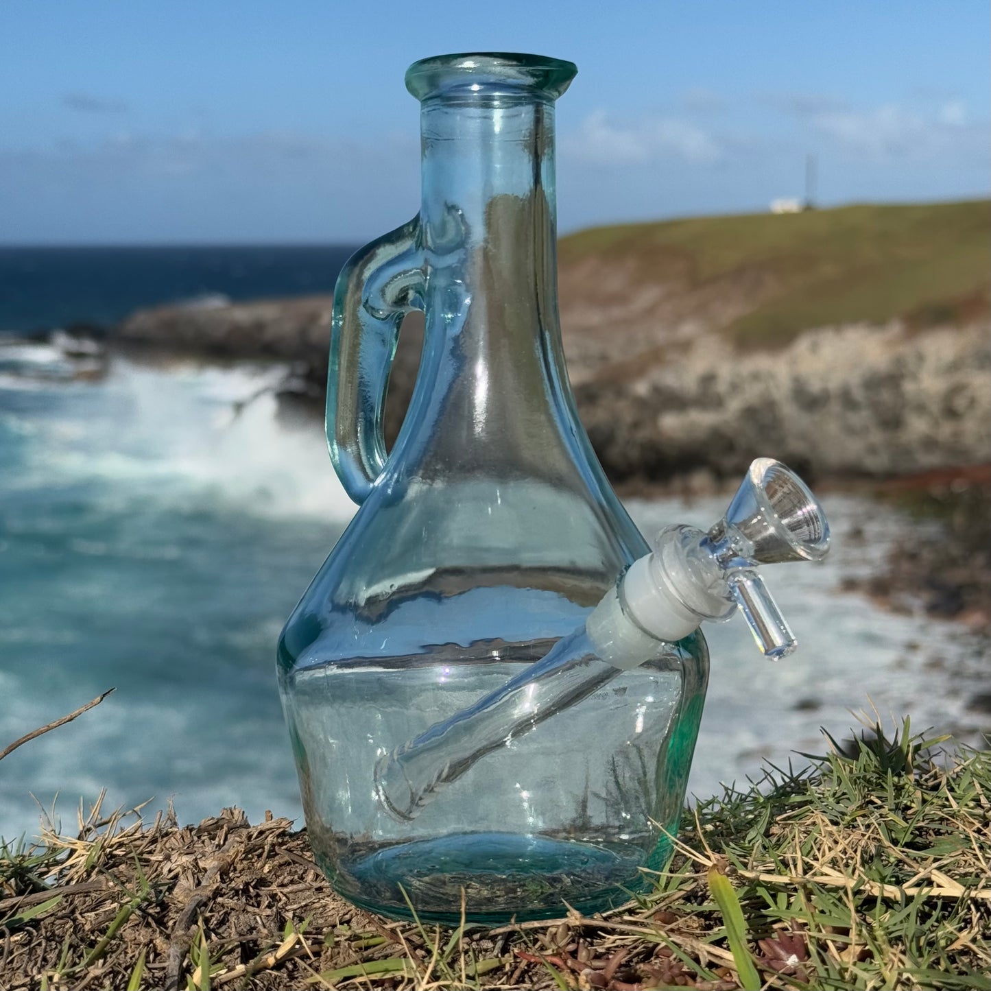 "Bottle Bong" Upcycled Glass Oil Bottle Bong