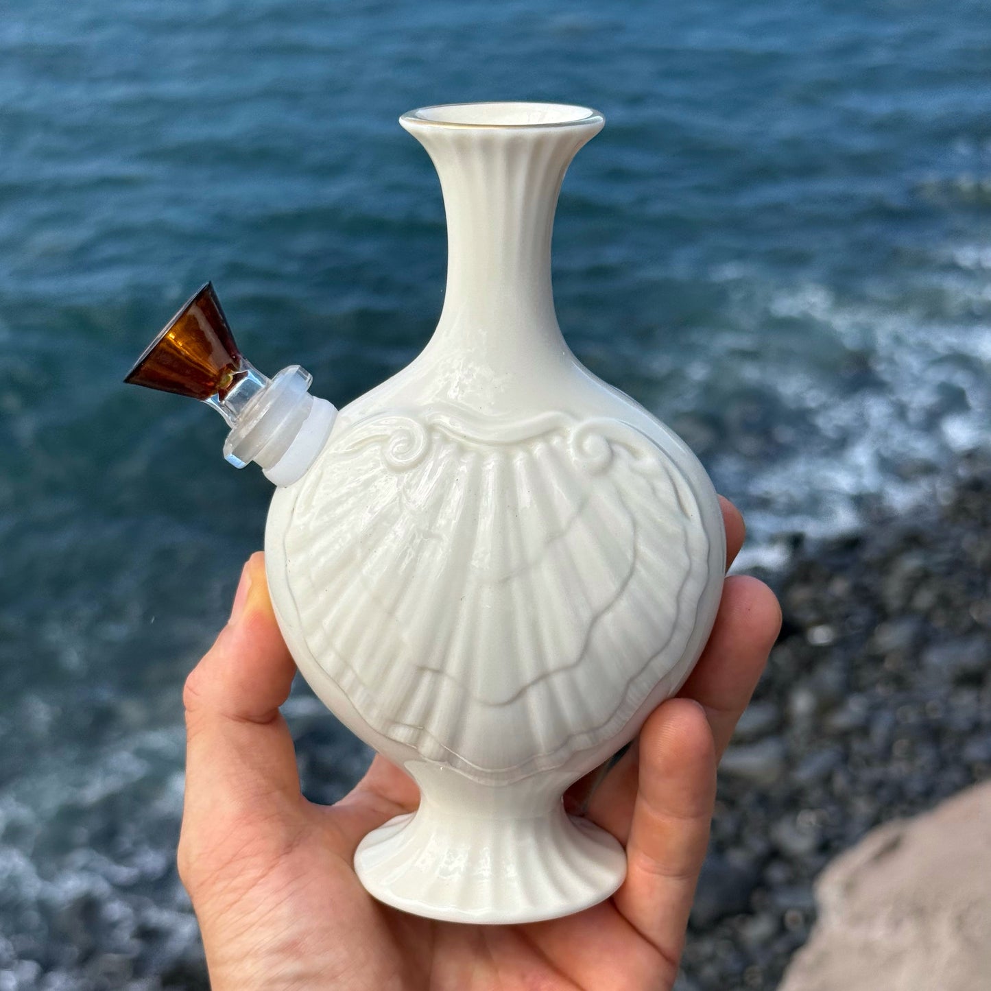 Vintage Ceramic Vase Bong “Ceramic Clamshell”