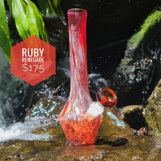 "Ruby Renegade" Vintage Handblown Glass Bong