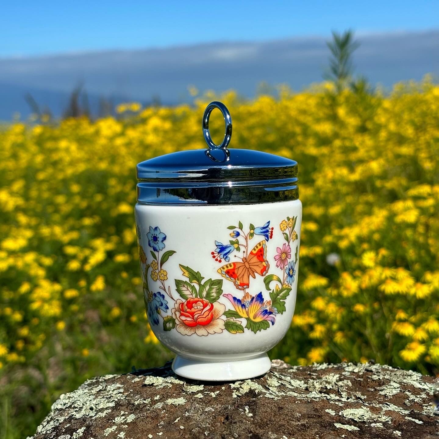 “Symphony Set" Vintage Upcycled Ceramic Bong with Matching Stash Jar