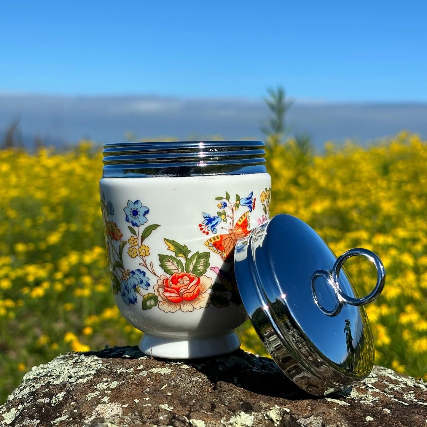 “Symphony Set" Vintage Upcycled Ceramic Bong with Matching Stash Jar