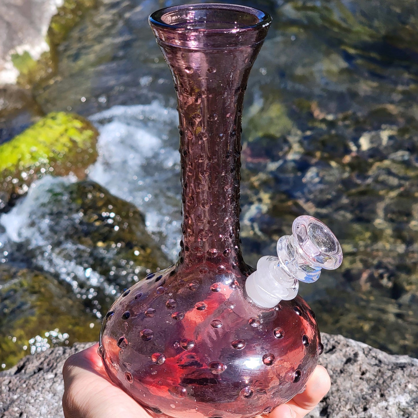 “Purple Persuasion” Vintage Upcycled Hobnail Glass Bong