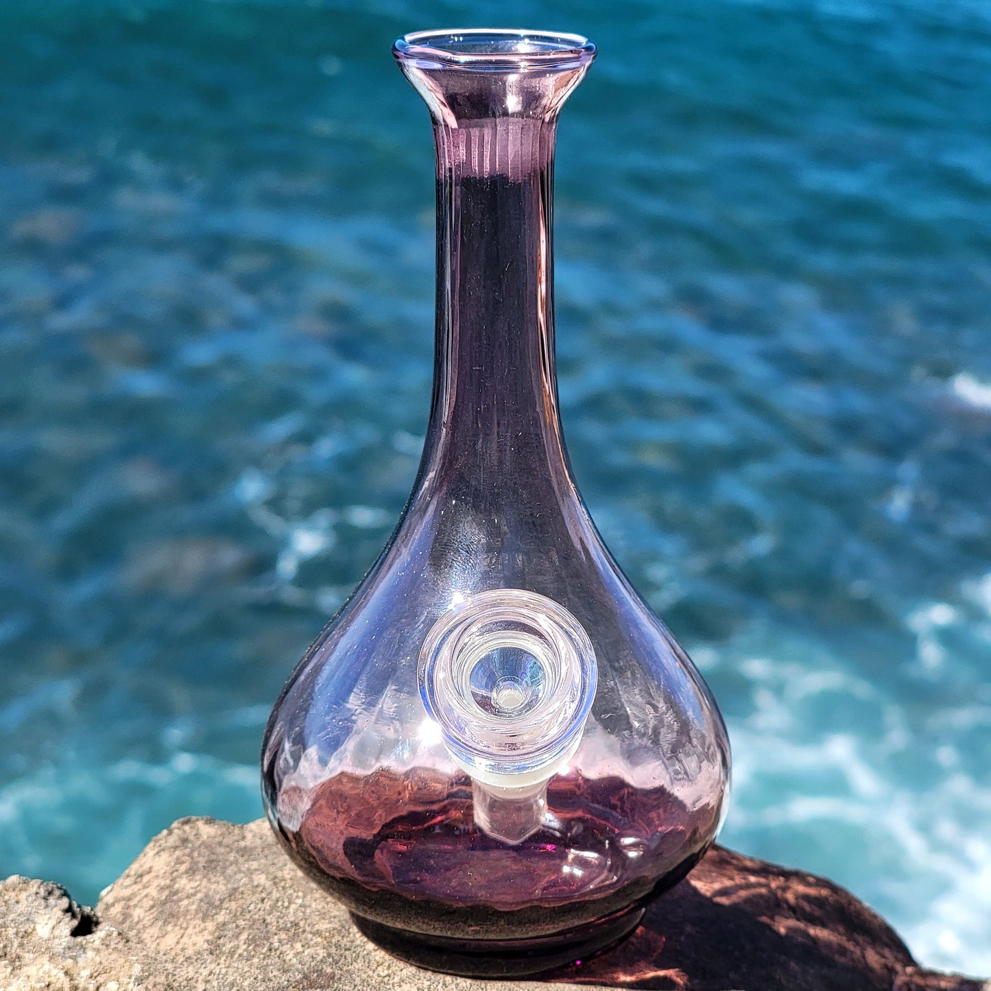 "Ameythst Dewdrop" Upcycled Vintage Handblown Glass Vase Bong