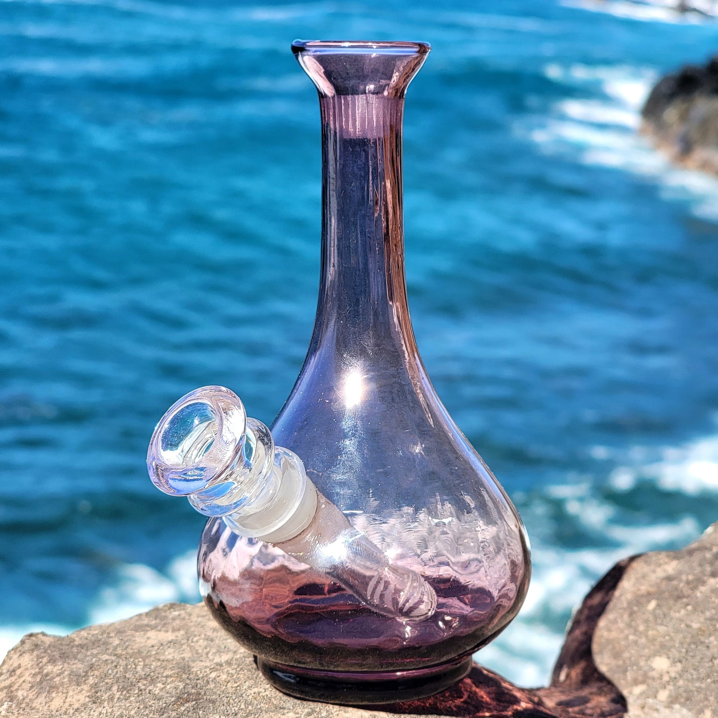 "Ameythst Dewdrop" Upcycled Vintage Handblown Glass Vase Bong