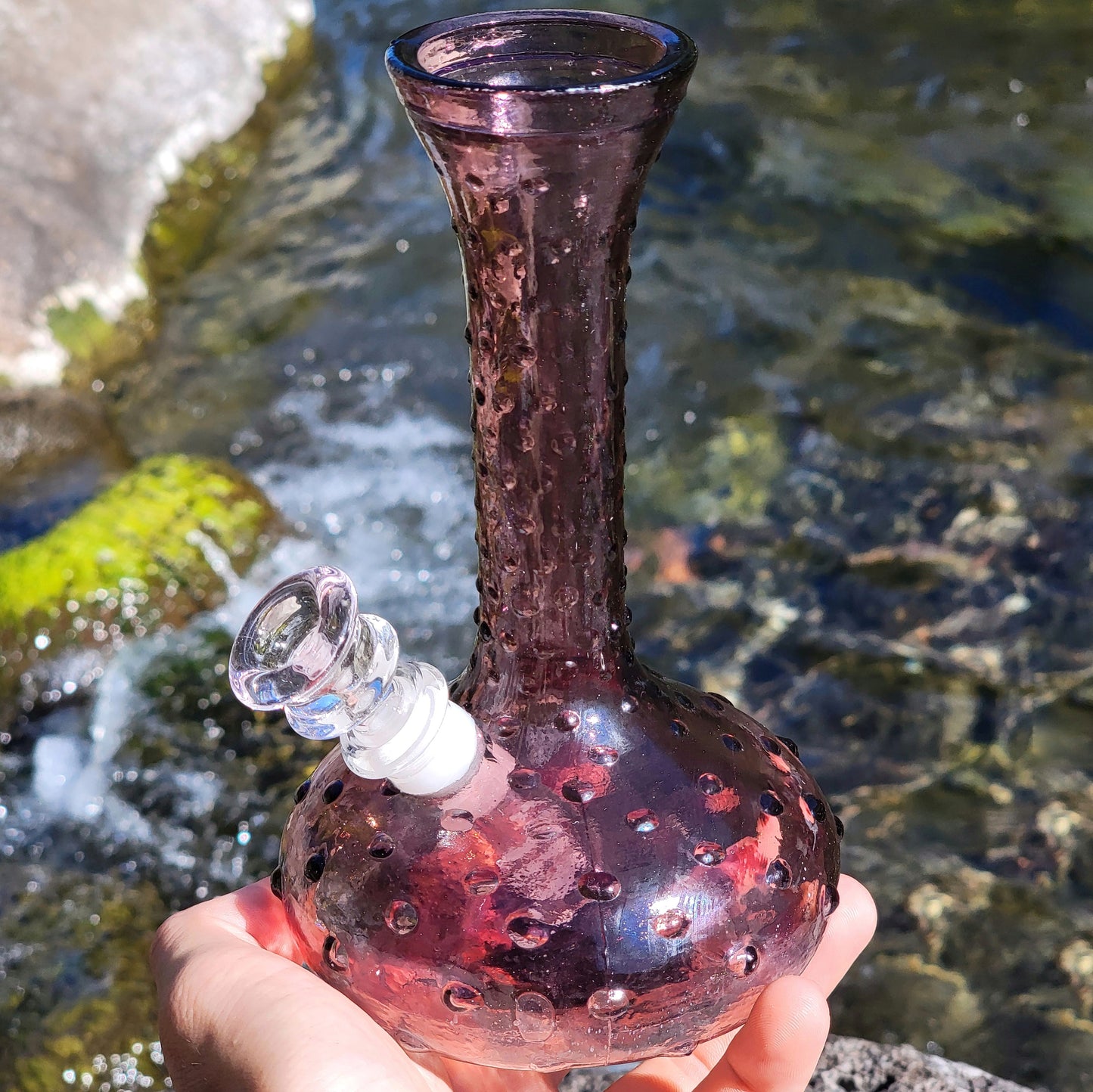 “Purple Persuasion” Vintage Upcycled Hobnail Glass Bong