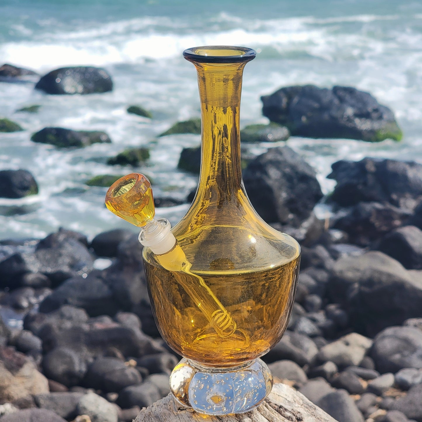 "Citrine Chalice" Vintage Upcycled Handblown Glass Vase Bong