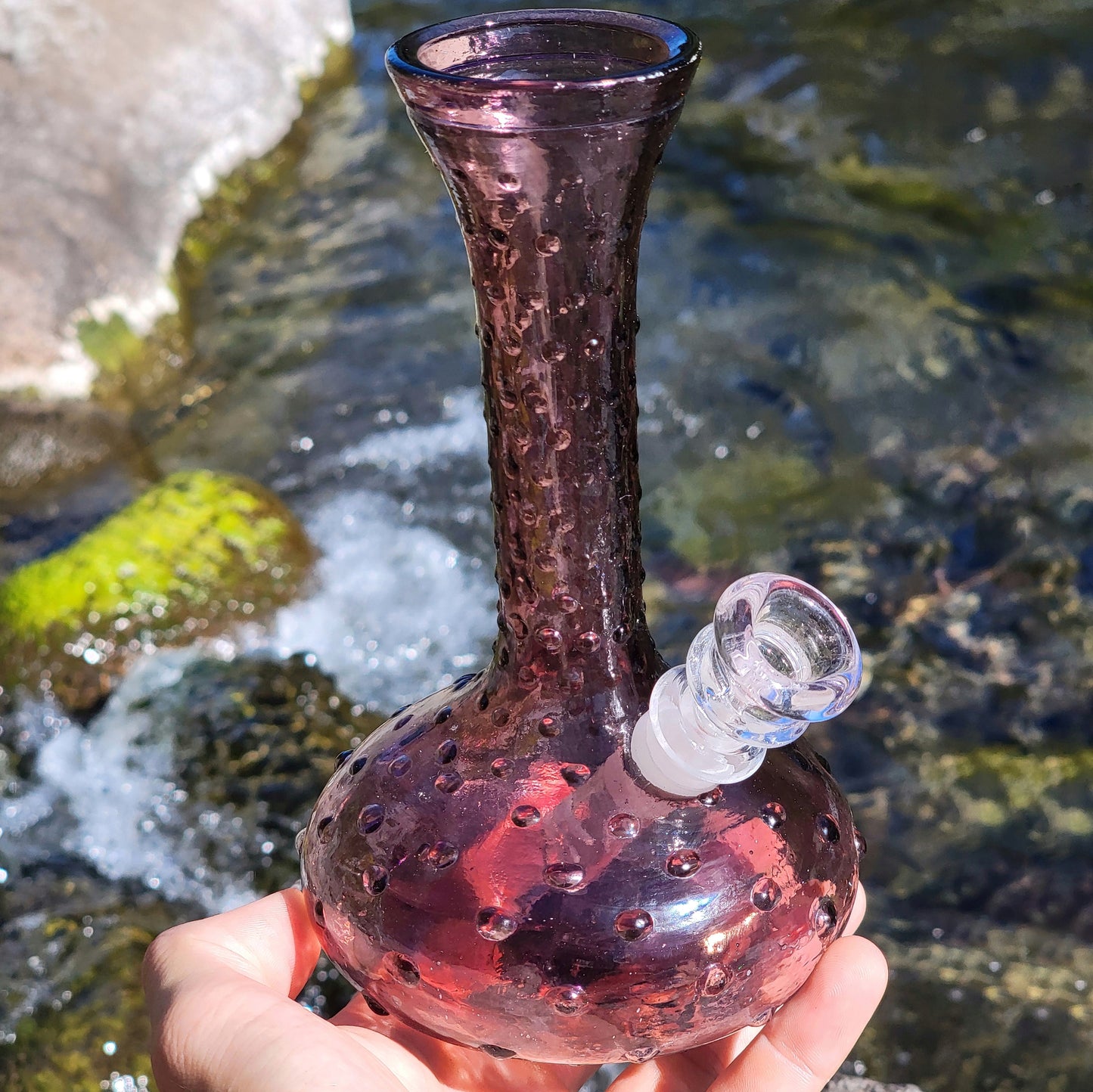 “Purple Persuasion” Vintage Upcycled Hobnail Glass Bong