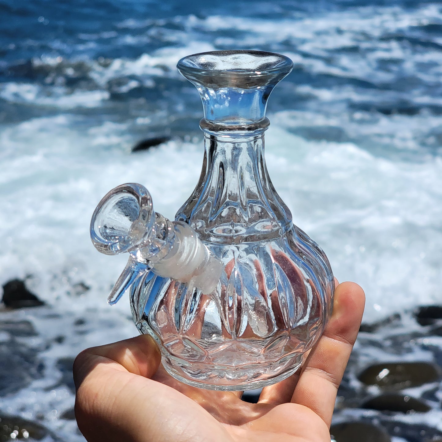"Crystal Goblin" Upcycled Vintage Glass Vase Bong