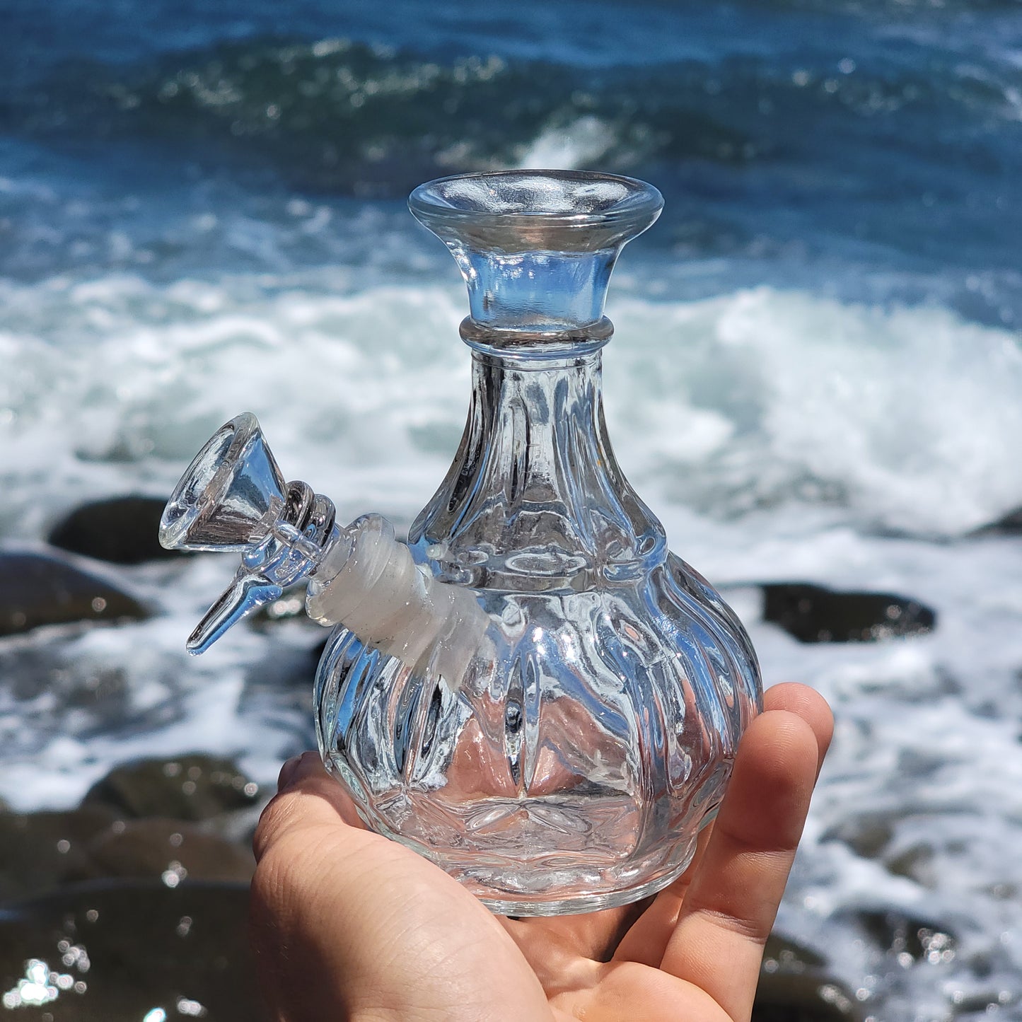 "Crystal Goblin" Upcycled Vintage Glass Vase Bong