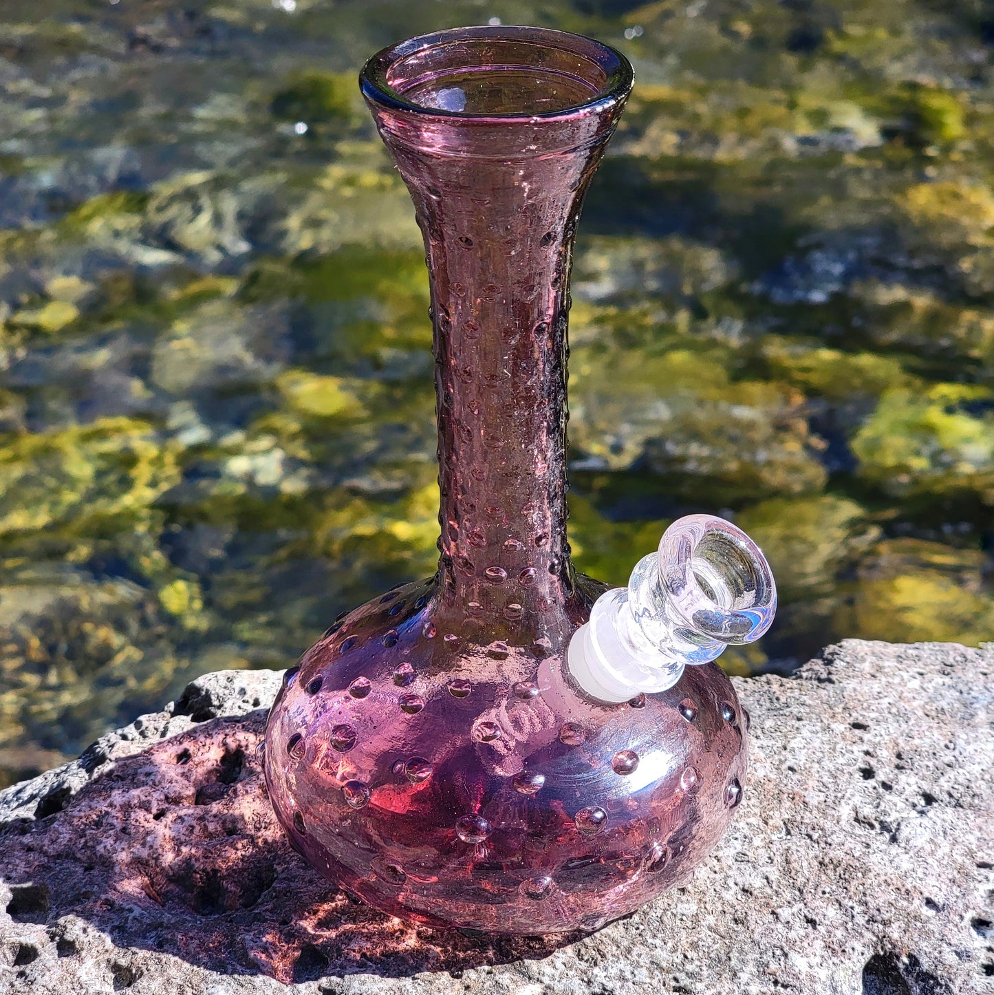 “Purple Persuasion” Vintage Upcycled Hobnail Glass Bong