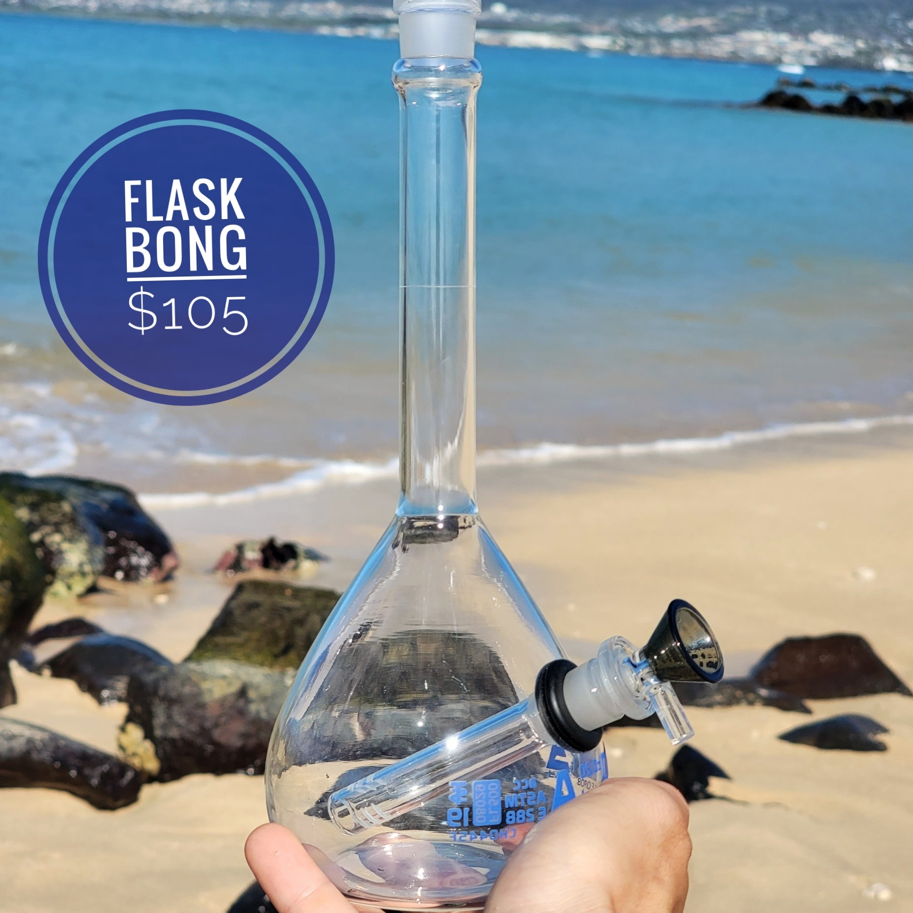 "Flask Bong" 500ml Upcycled Borosilicate Glass Flask Bong