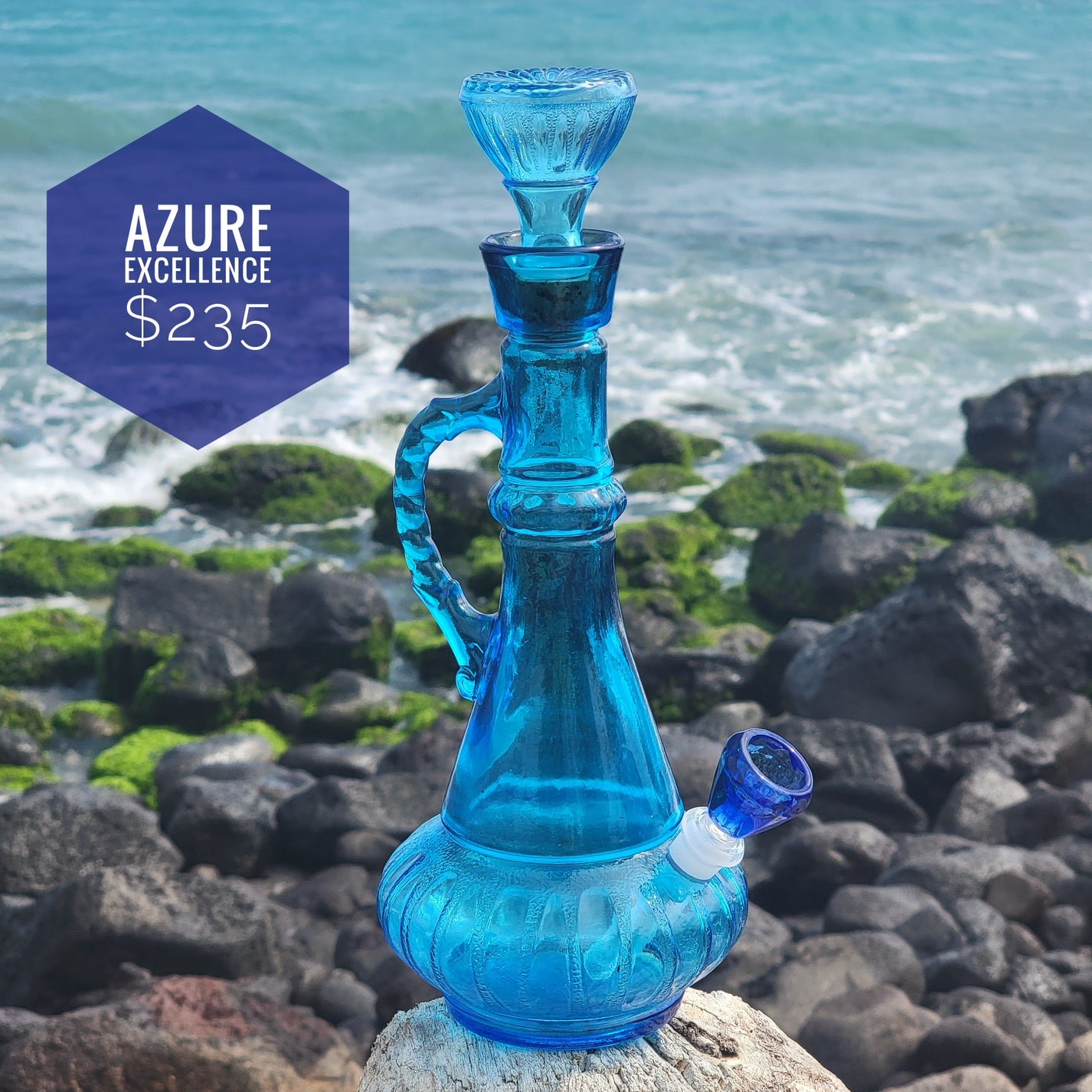 "Azure Excellence" Vintage Glass Decanter Bong Bongs In Paradise