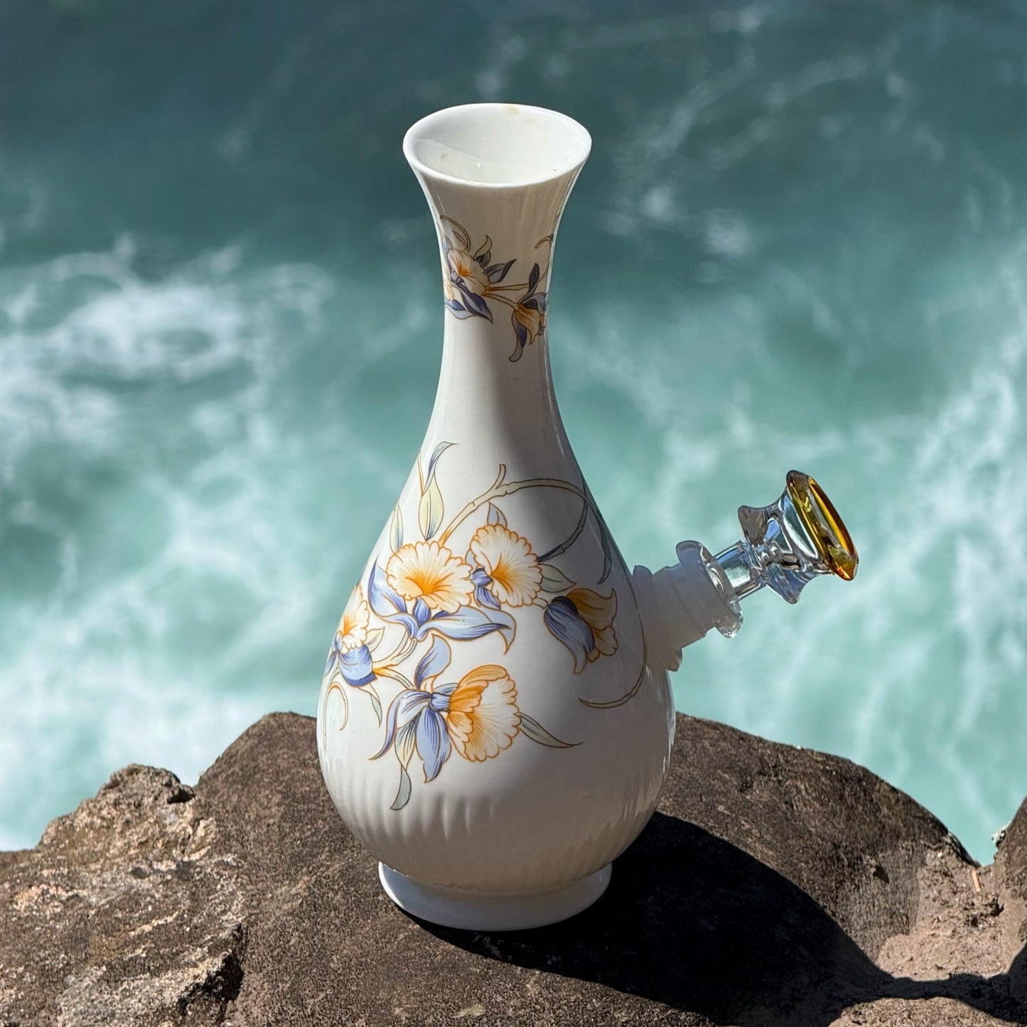 Vintage Ceramic Vase Bong “Orchid Bloom”