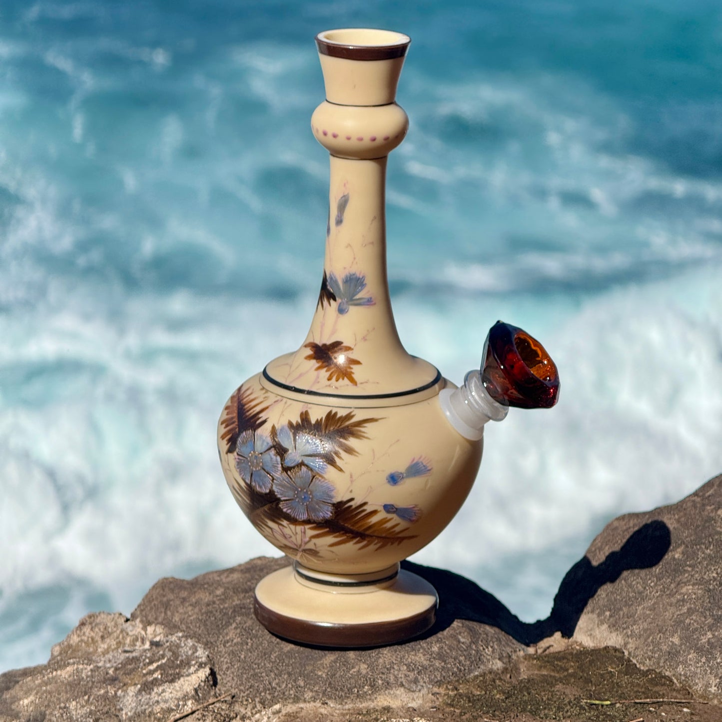 Vintage Milk Glass Bong “Periwinkle Pedestal”