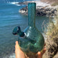 “Teal Totality” Vintage Handblown Teal Glass Swirl Vase Bong