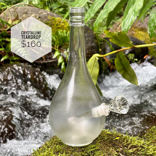 “Crystal Teardrop” Vintage Upcycled Glass Bottle Bong