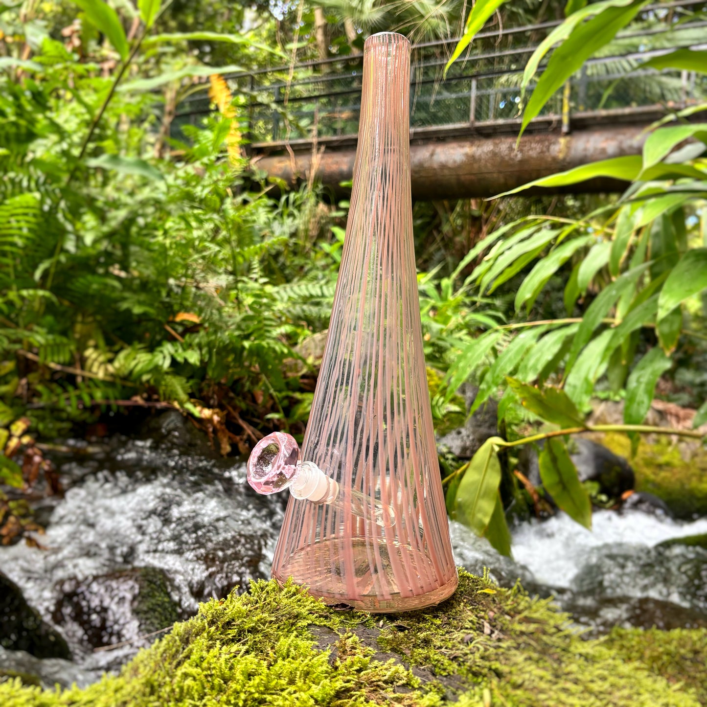 “Pastel Princess” Handblown Vintage Glass Striped Vase Bong