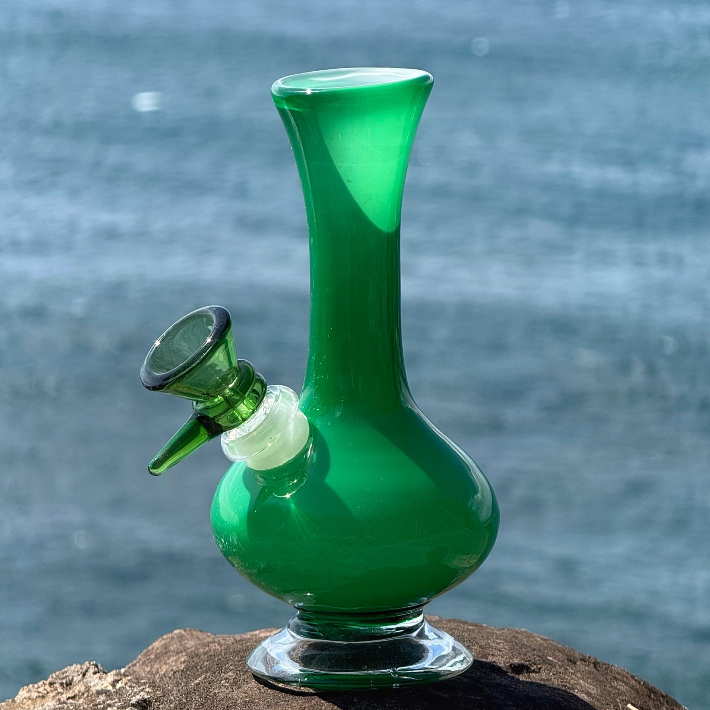 “Jade Drop” Vintage Handblown Glass Vase Bong