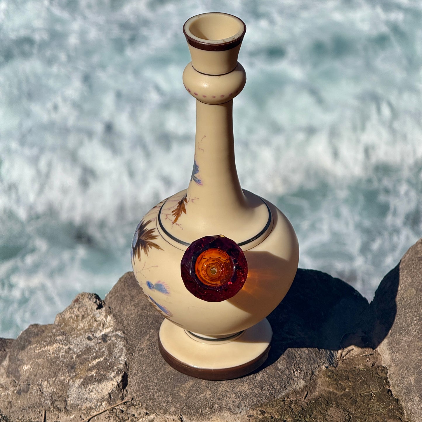 Vintage Milk Glass Bong “Periwinkle Pedestal”