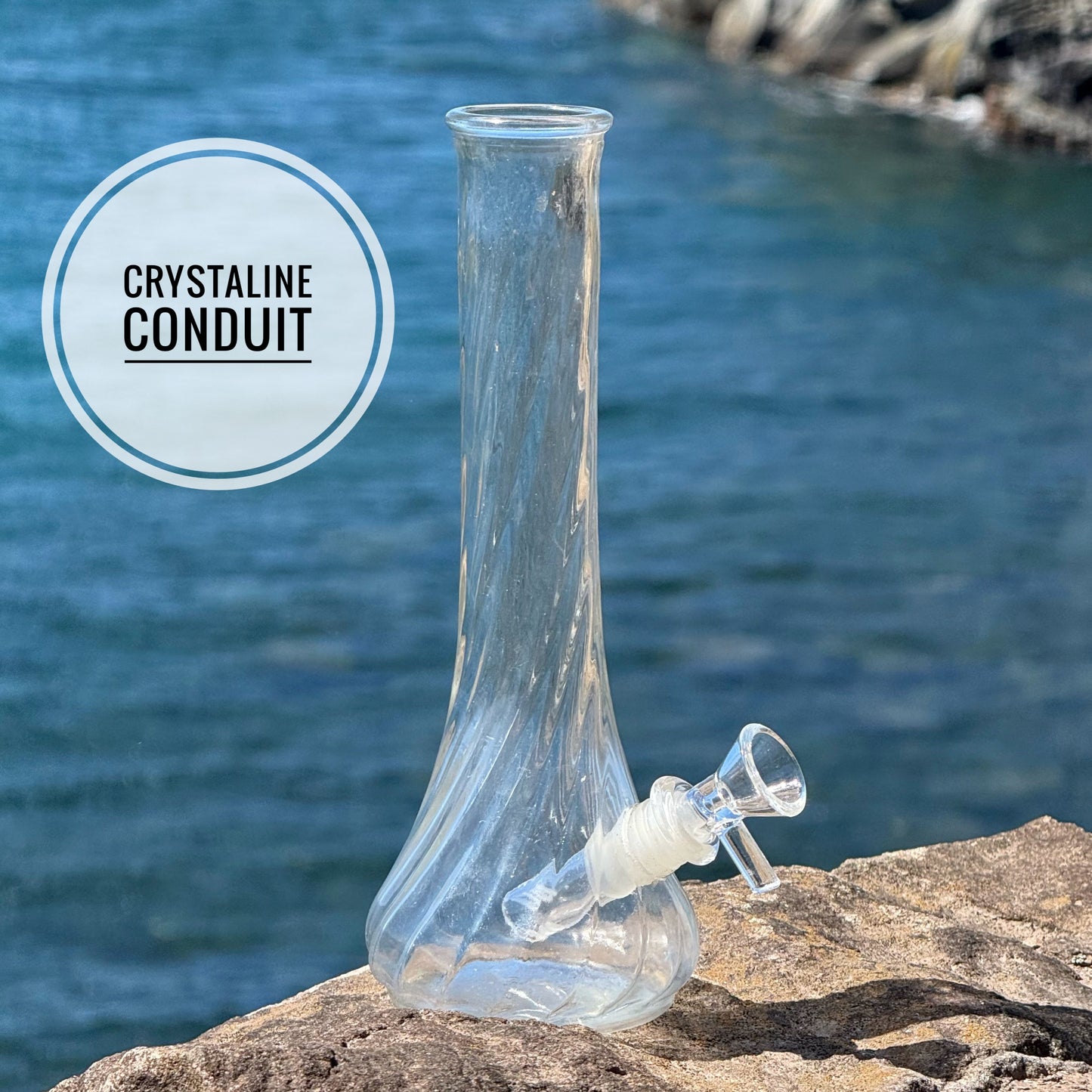 “Crystalline Conduit” Upcycled Vintage Glass Swirl Vase Bong