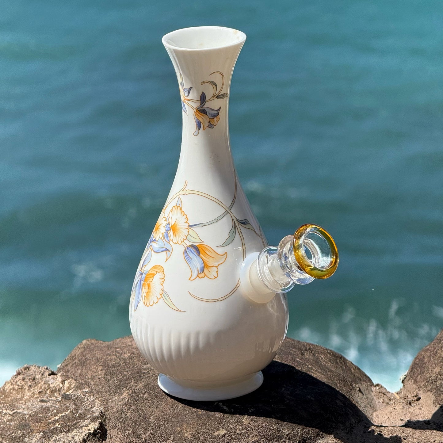 Vintage Ceramic Vase Bong “Orchid Bloom”