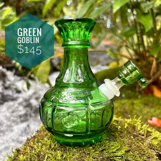 “Green Goblin” Vintage Upcycled Glass Glass Bong