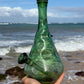 “Dimpled Decanter” Vintage Upcycled Emerald Glass Decanter Bong