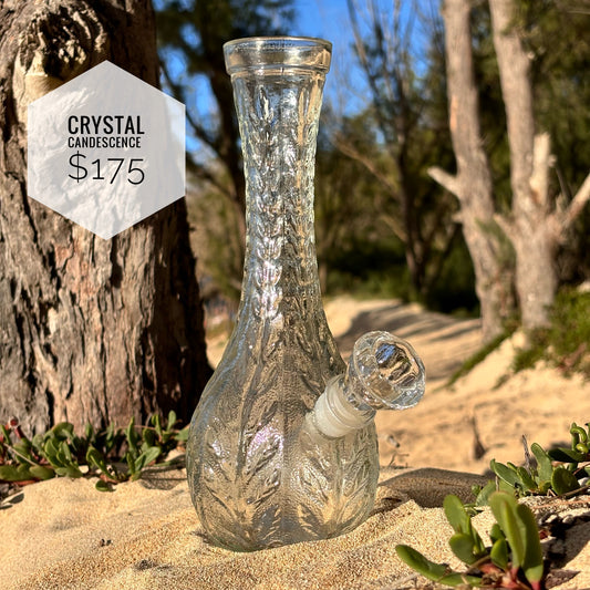 “Crystal Candescence” Vintage Upcycled Textured Glass Bong