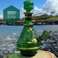 “Emerald Luminescence” Vintage Handblown Gilded Emerald Glass Decanter Bong