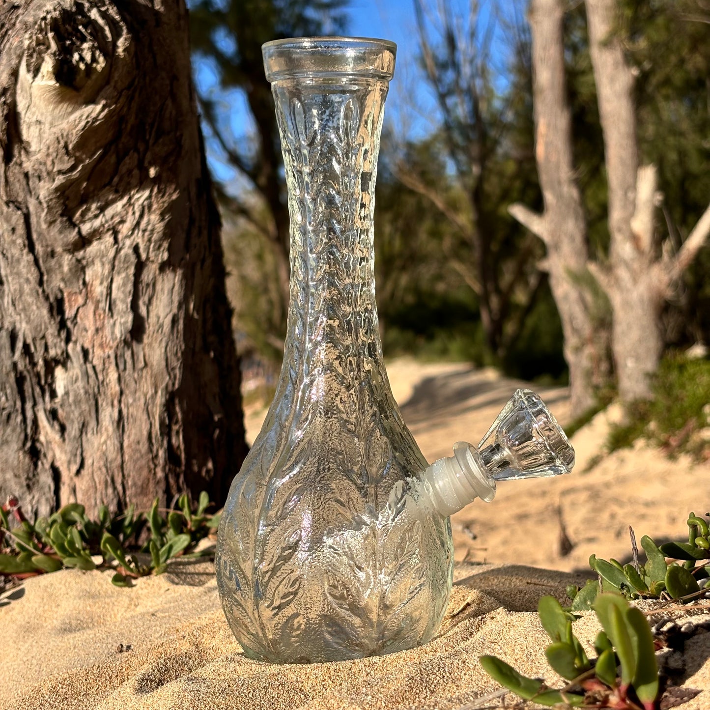 “Crystal Candescence” Vintage Upcycled Textured Glass Bong