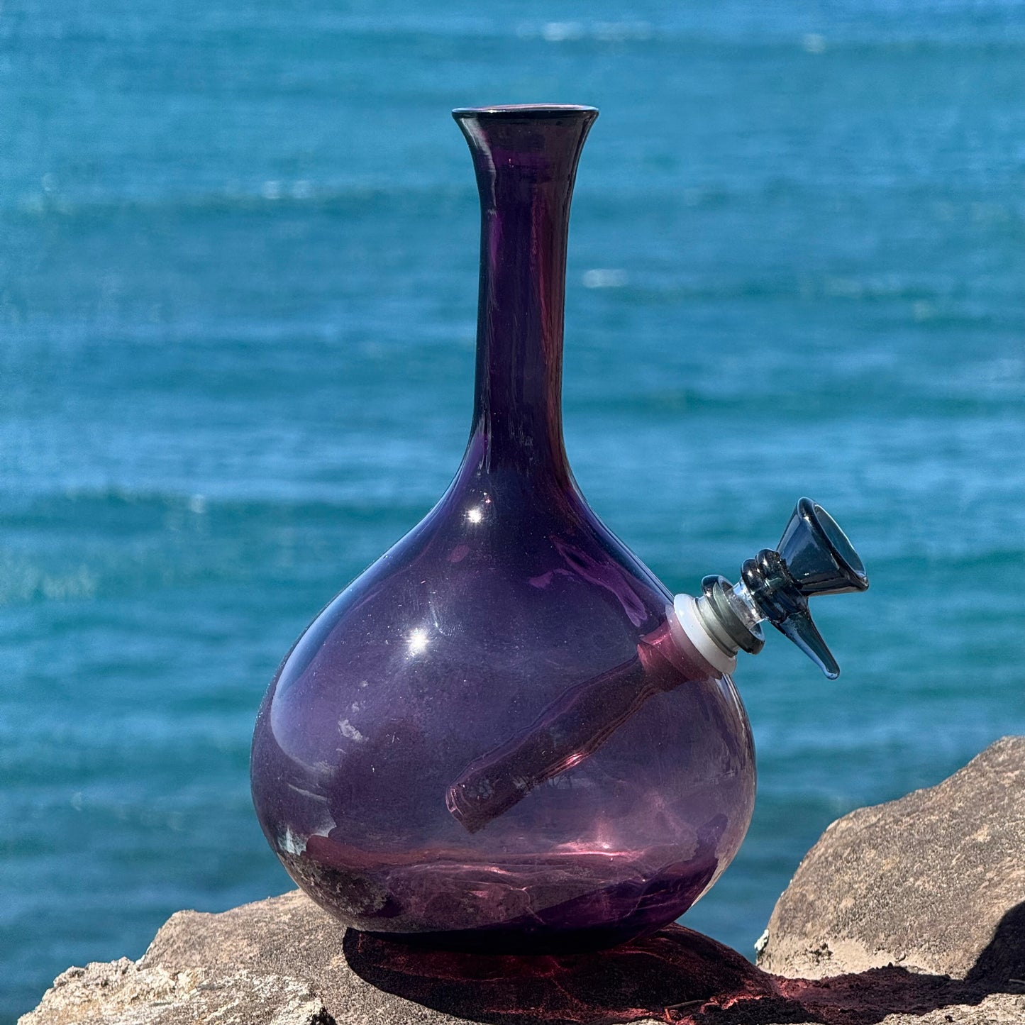 “Amethyst Drop” Vintage Upcycled Purple Glass Decanter Bong