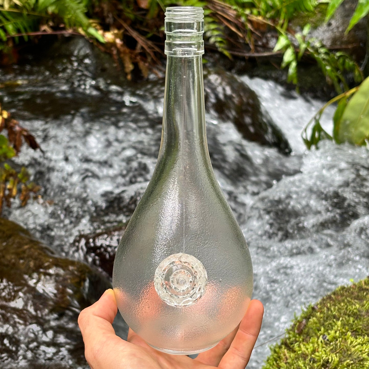 “Crystal Teardrop” Vintage Upcycled Glass Bottle Bong