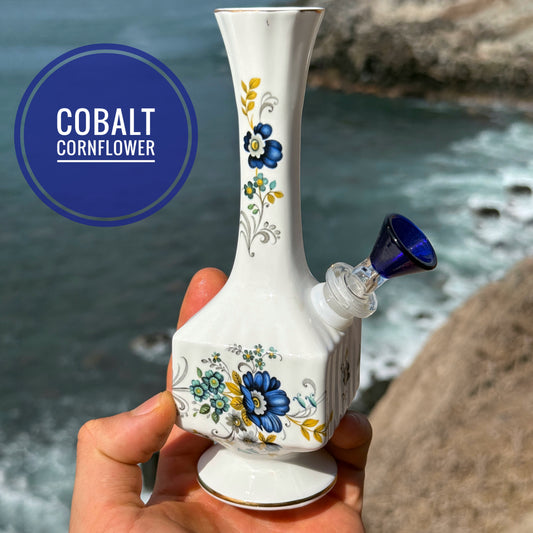 Vintage Ceramic Bong "Cobalt Cornflower"