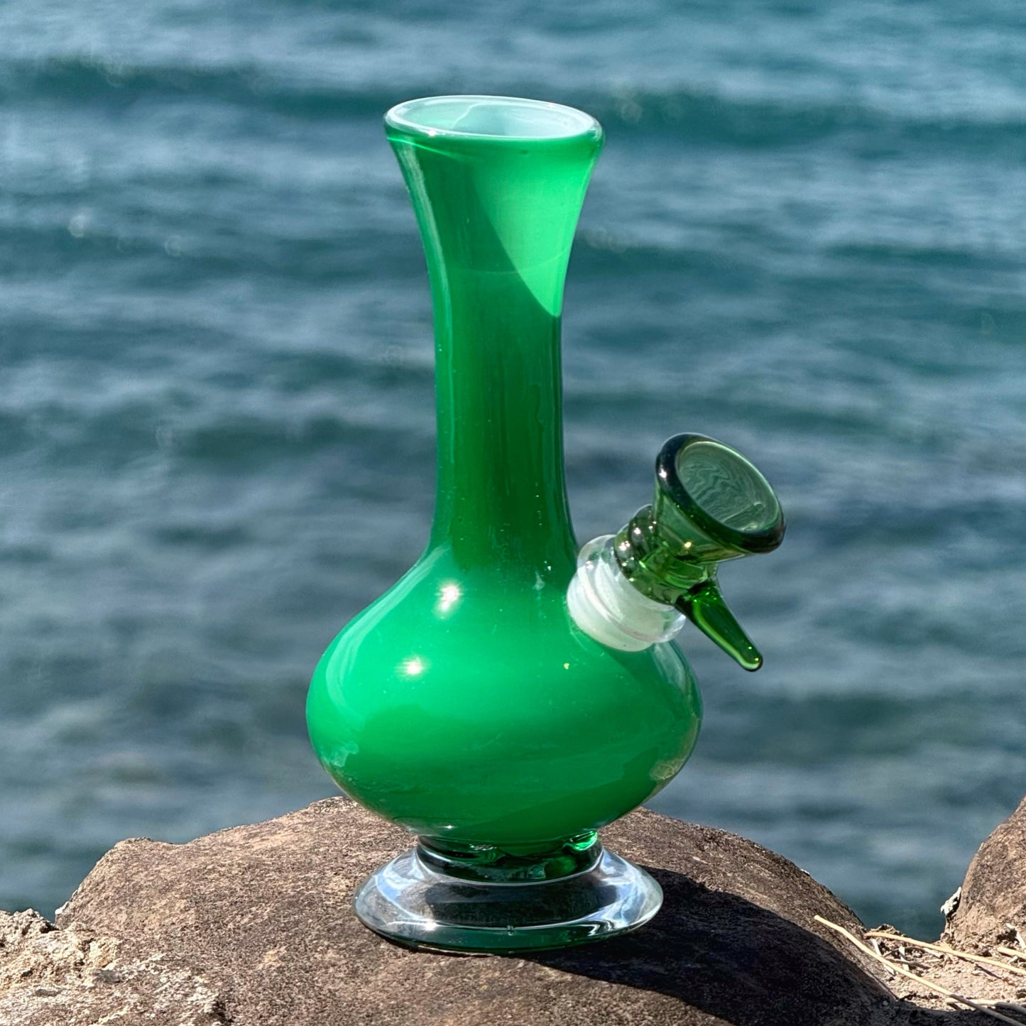 “Jade Drop” Vintage Handblown Glass Vase Bong