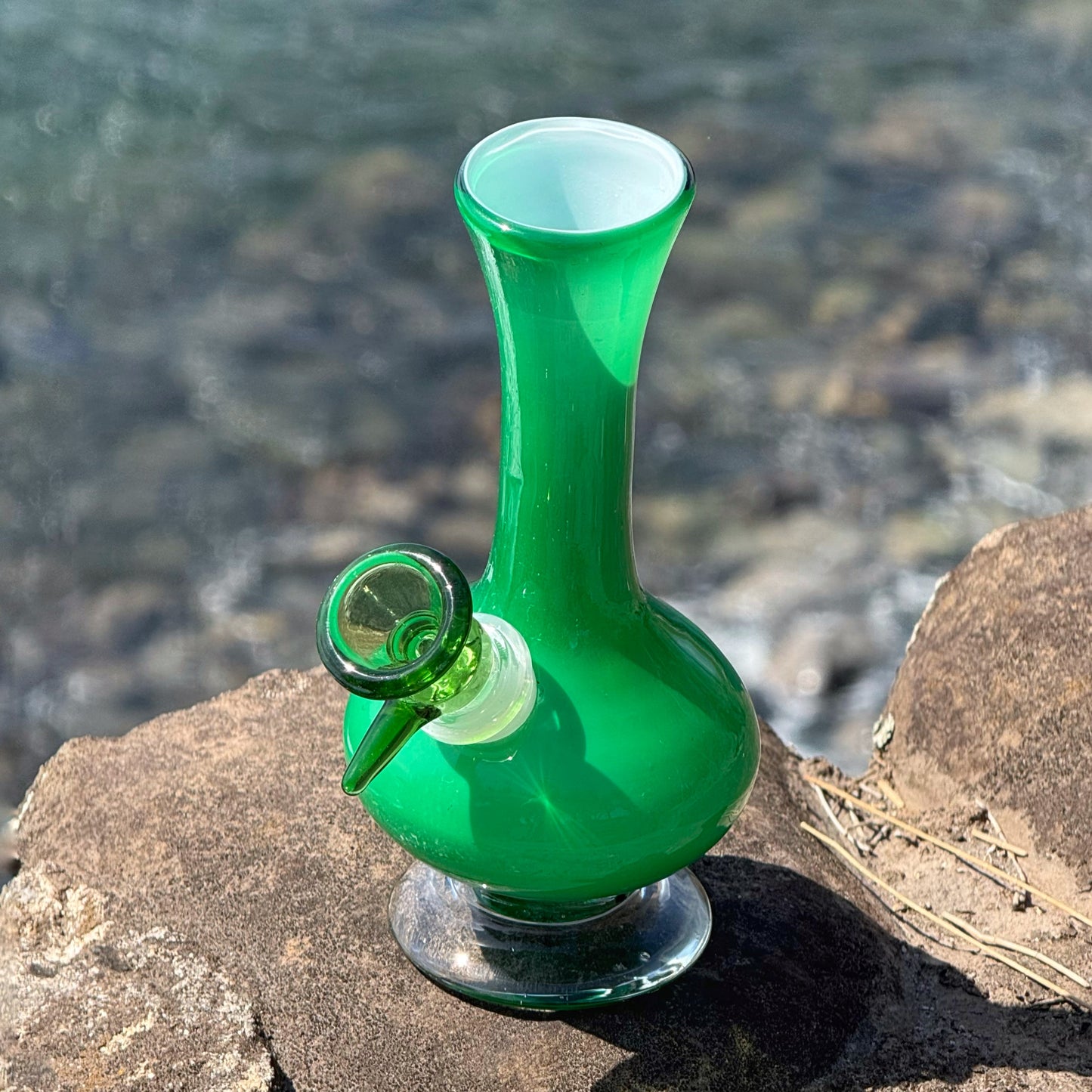 “Jade Drop” Vintage Handblown Glass Vase Bong