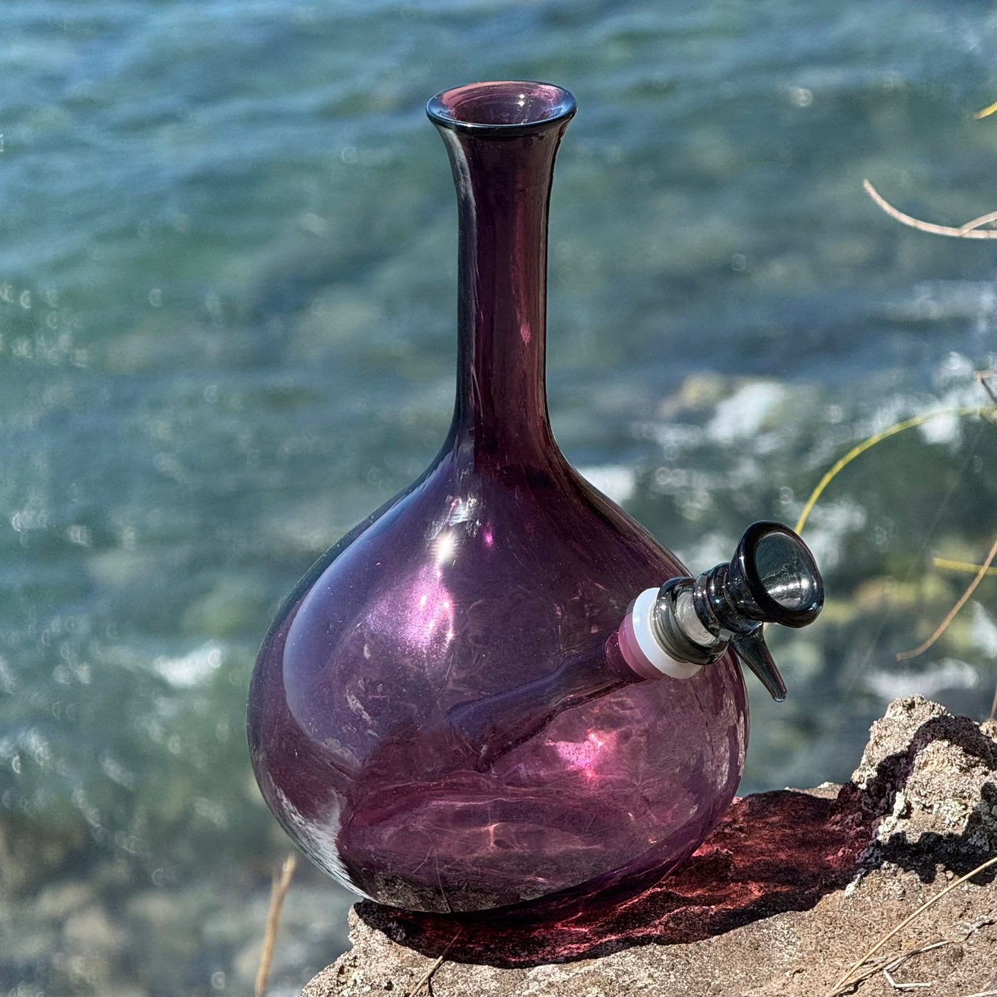 “Amethyst Drop” Vintage Upcycled Purple Glass Decanter Bong