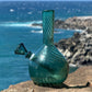 “Teal Totality” Vintage Handblown Teal Glass Swirl Vase Bong