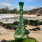 “Dimpled Decanter” Vintage Upcycled Emerald Glass Decanter Bong