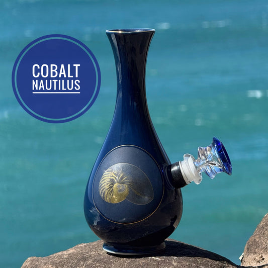 Vintage Ceramic Vase Bong “Cobalt Nautilus”