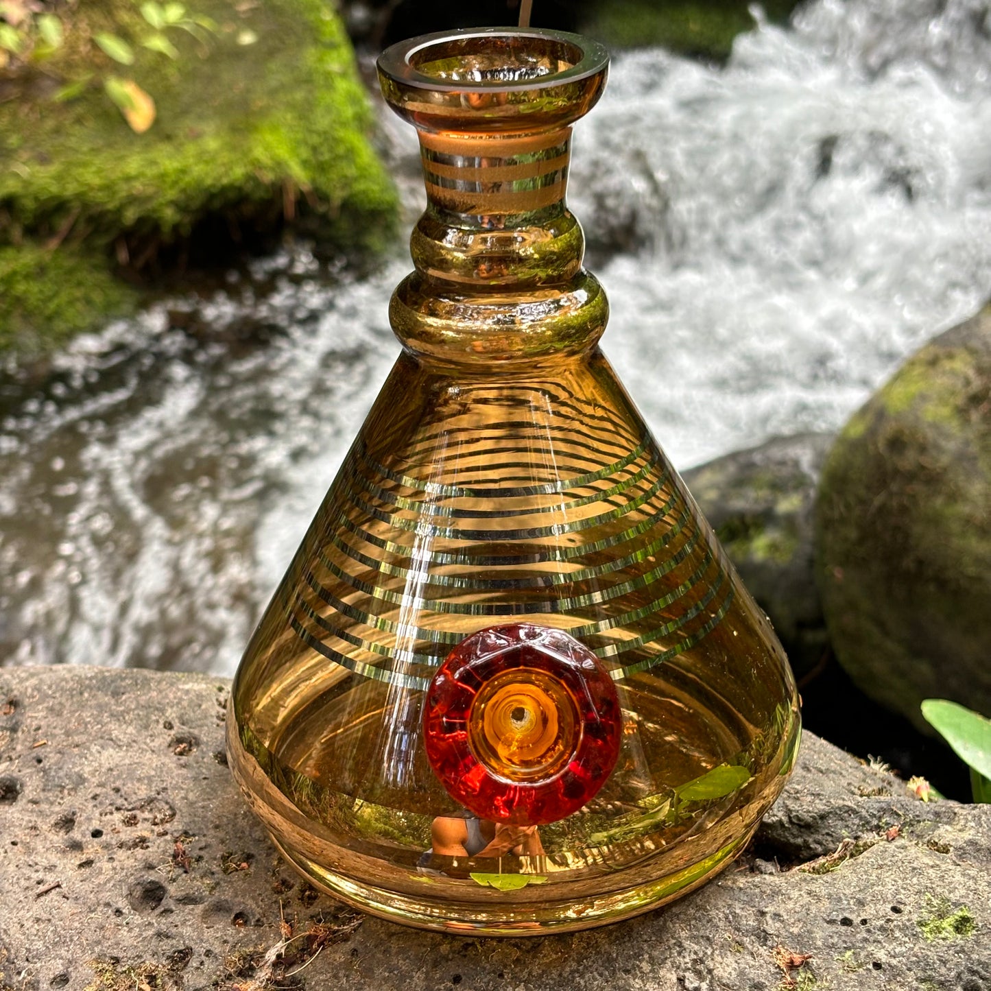 "Gilded Beaker" Upcycled Vintage Handblown Gilded Glass Decanter Bong