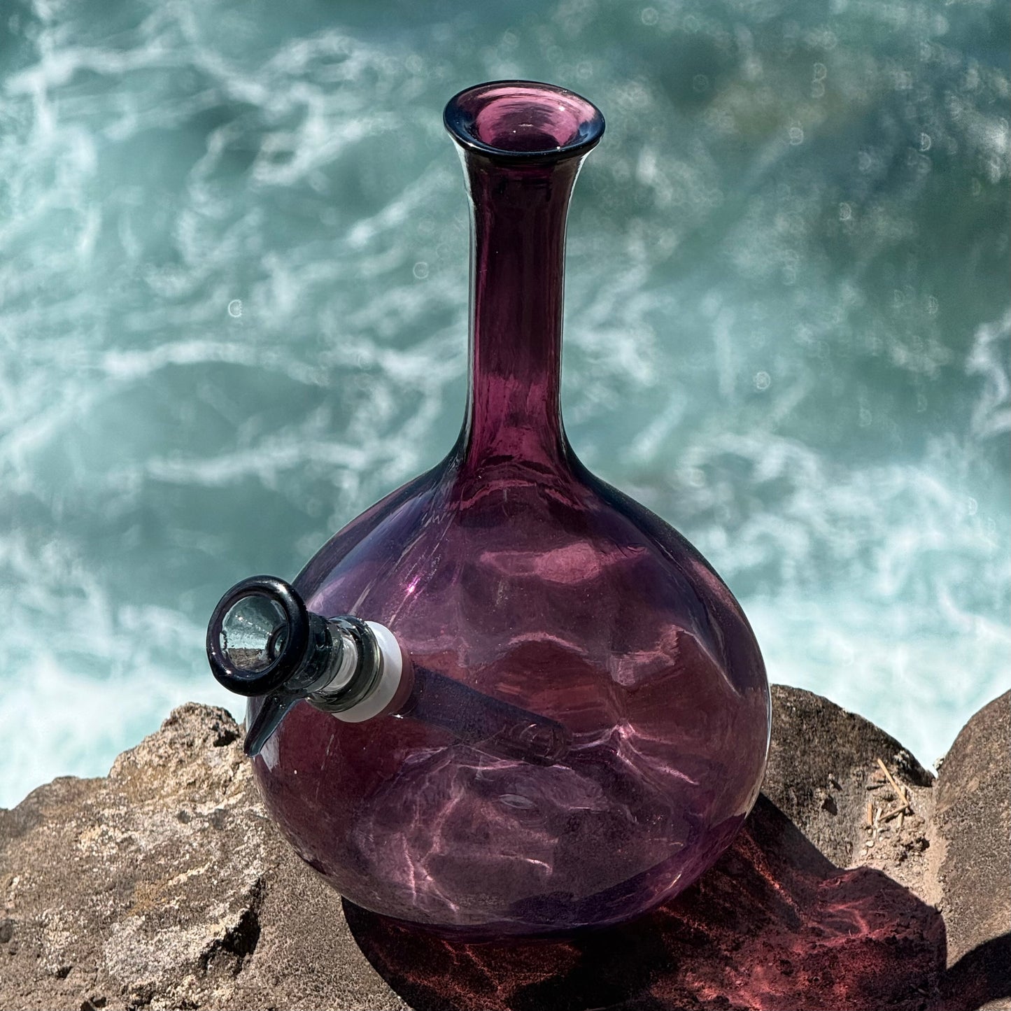 “Amethyst Drop” Vintage Upcycled Purple Glass Decanter Bong