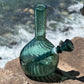 “Teal Totality” Vintage Handblown Teal Glass Swirl Vase Bong