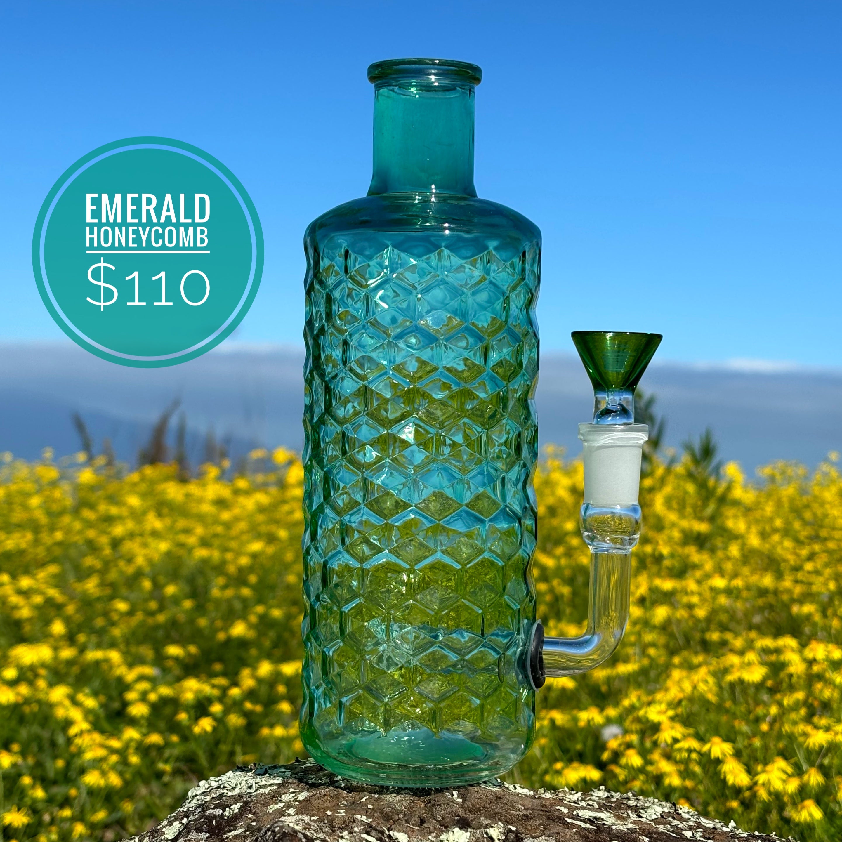 “Emerald Honeycomb” Upcycled Glass Bottle Bong – Bongs In Paradise