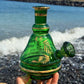 “Emerald Luminescence” Vintage Handblown Gilded Emerald Glass Decanter Bong