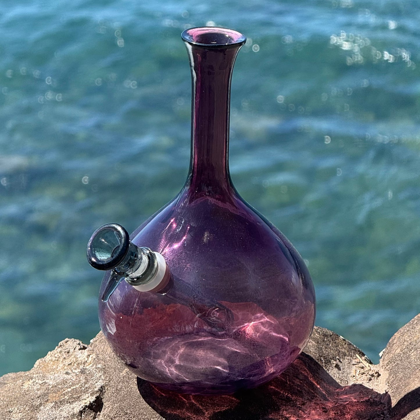 “Amethyst Drop” Vintage Upcycled Purple Glass Decanter Bong