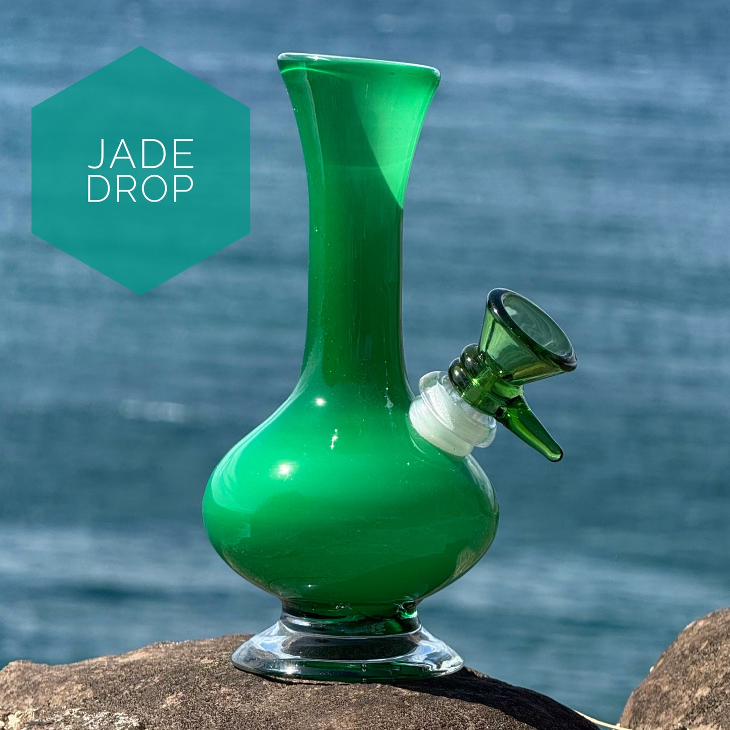 “Jade Drop” Vintage Handblown Glass Vase Bong